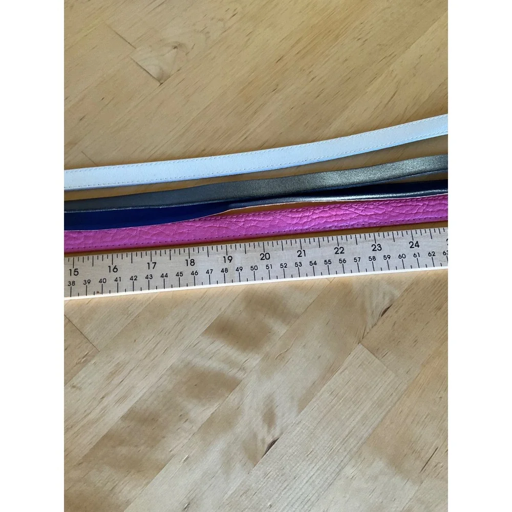 Lot of 4 Womens Skinny Belts White Black Blue Pink Textured Faux Leather Size M